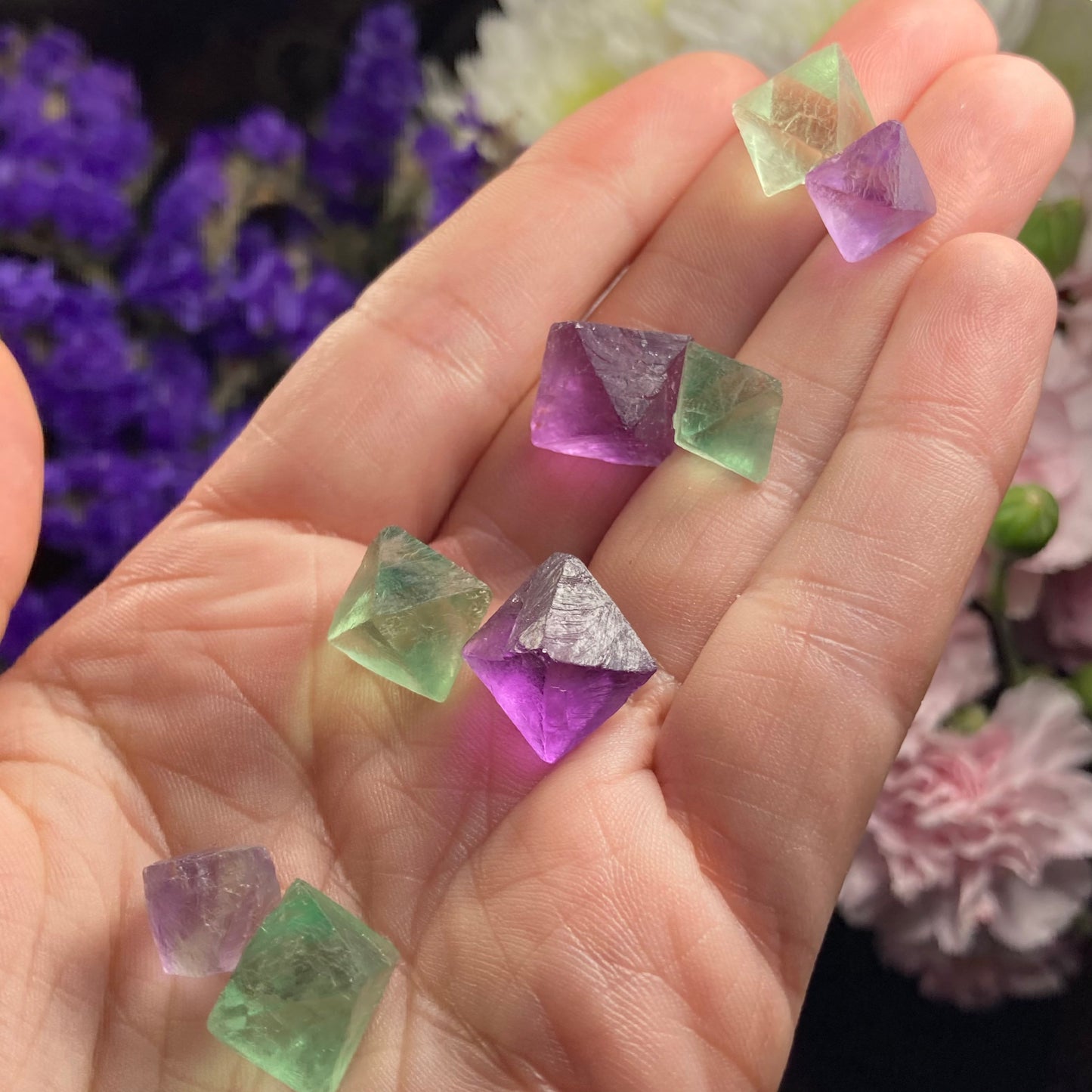 Purple & Green Fluorite Pair of Octahedrons, Raw Fluorite Crystals, China Mined