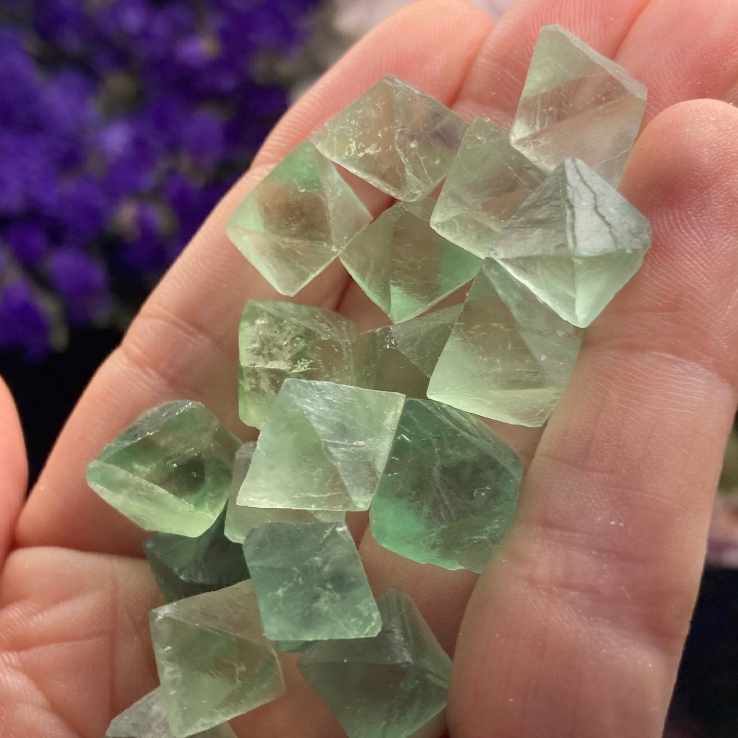 Purple & Green Fluorite Pair of Octahedrons, Raw Fluorite Crystals, China Mined