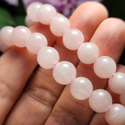 Rose Quartz Stretch Bracelet: Polished Gemstone Beads