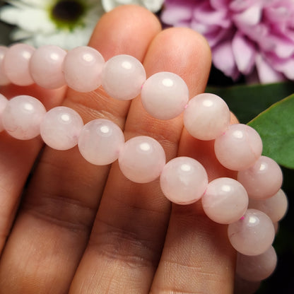 Rose Quartz Stretch Bracelet: Polished Gemstone Beads