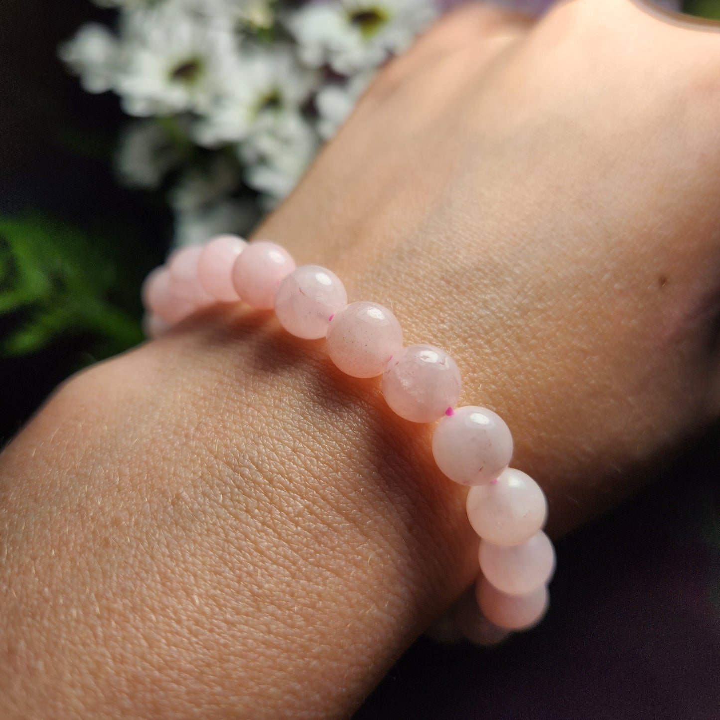 Rose Quartz Stretch Bracelet: Polished Gemstone Beads