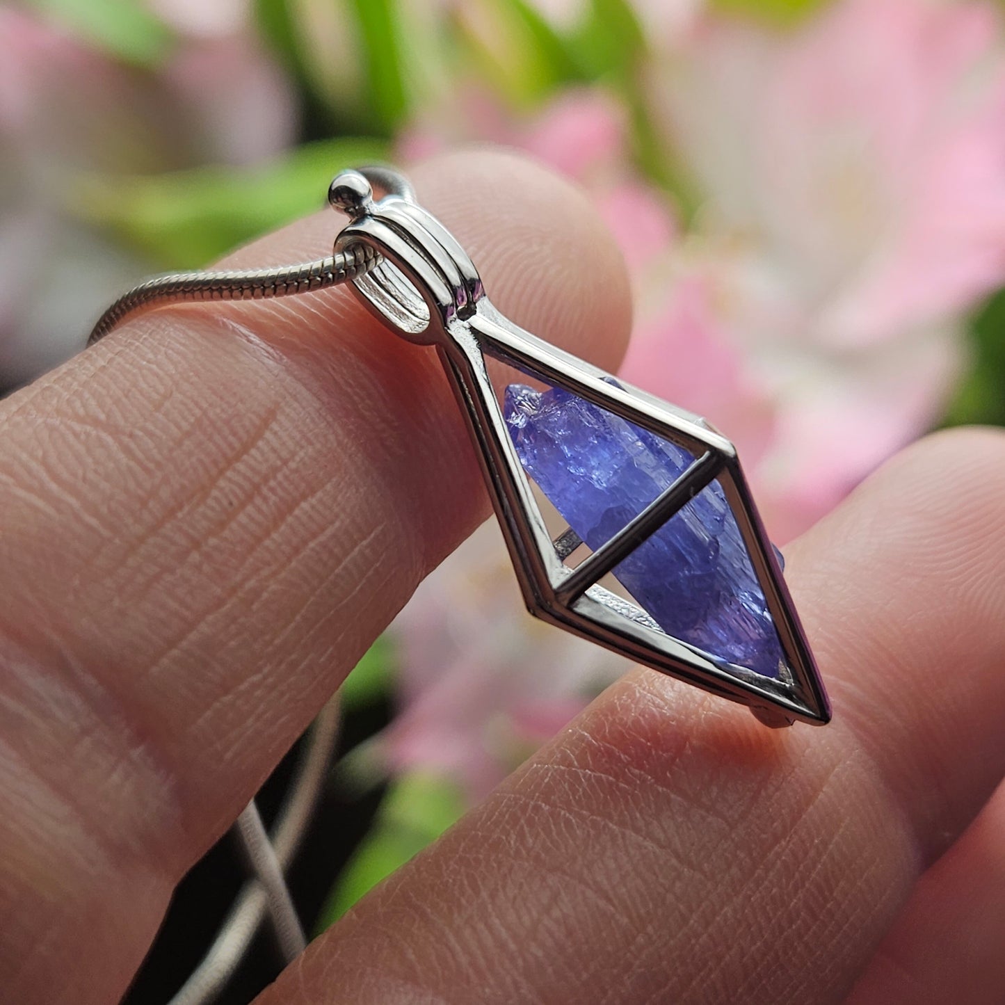 Tanzanite Pendant, Sterling Silver Purple Tanzanite Crystal Necklace, Tanzanite Jewelry