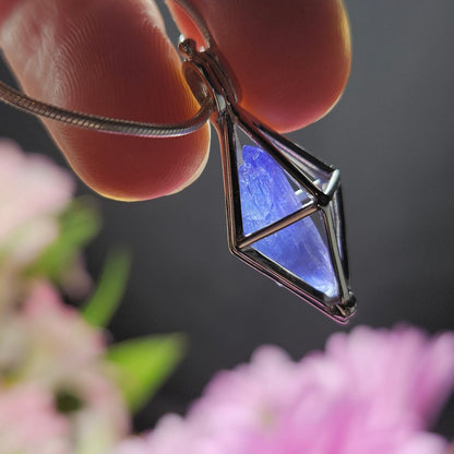 Tanzanite Pendant, Sterling Silver Purple Tanzanite Crystal Necklace, Tanzanite Jewelry