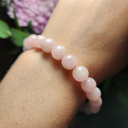 Rose Quartz Stretch Bracelet: Polished Gemstone Beads