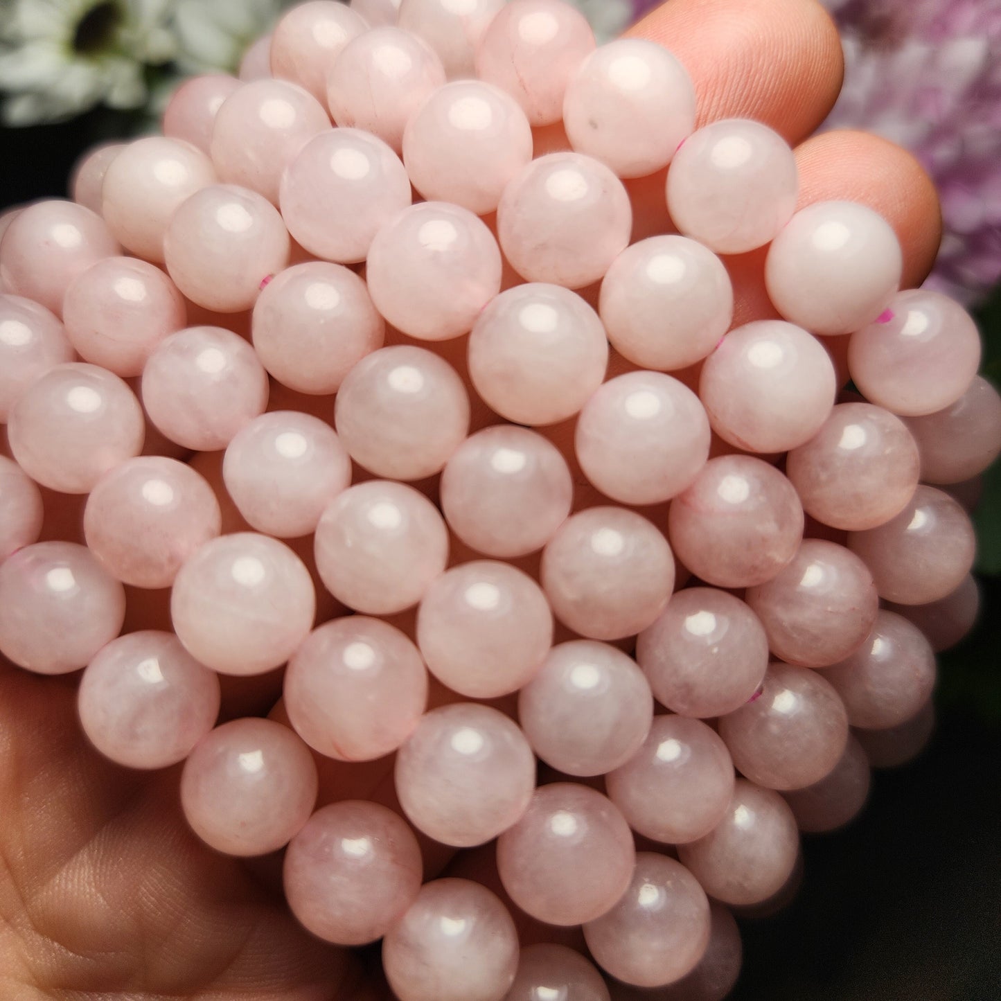 Rose Quartz Stretch Bracelet: Polished Gemstone Beads