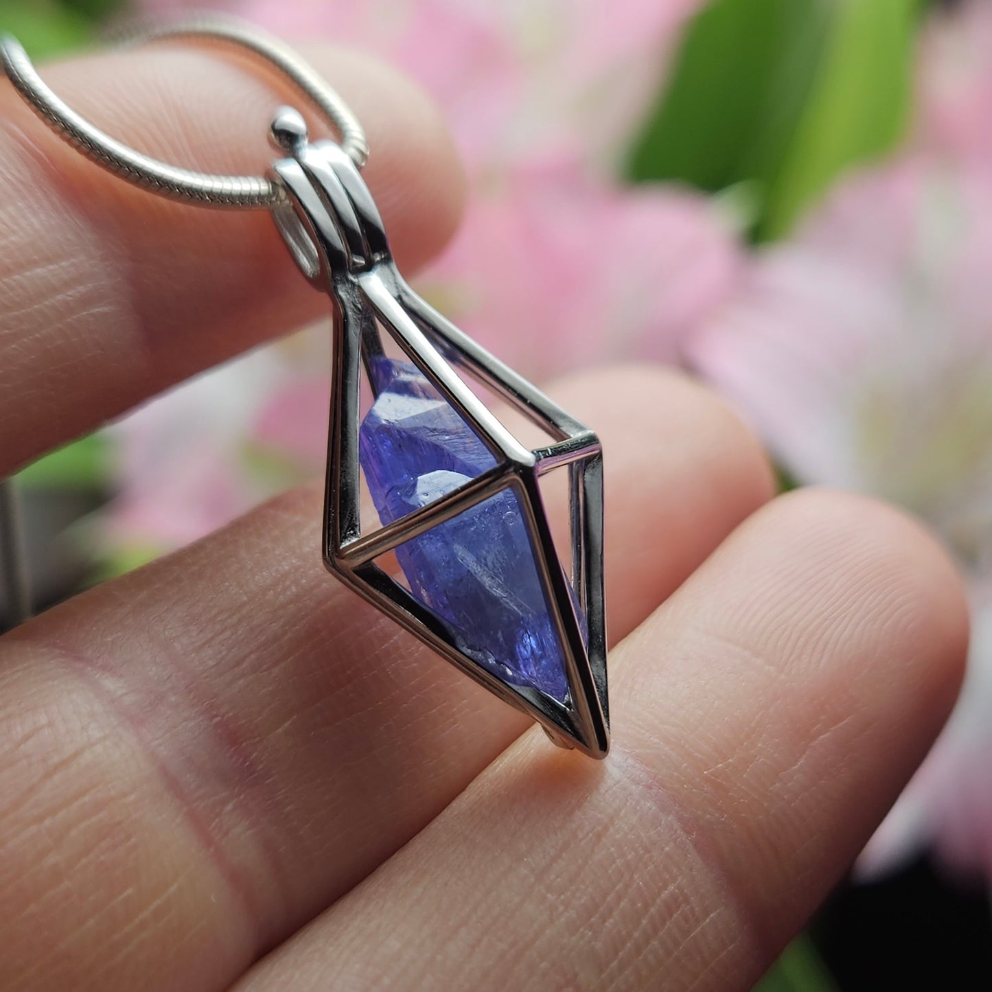 Tanzanite Pendant, Sterling Silver Purple Tanzanite Crystal Necklace, Tanzanite Jewelry