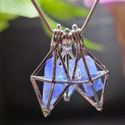 Tanzanite Pendant, Sterling Silver Purple Tanzanite Crystal Necklace, Tanzanite Jewelry