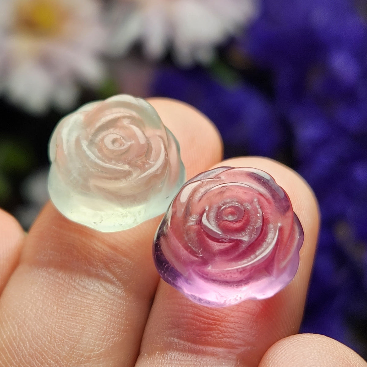 Mini Gemstone Rose Carving