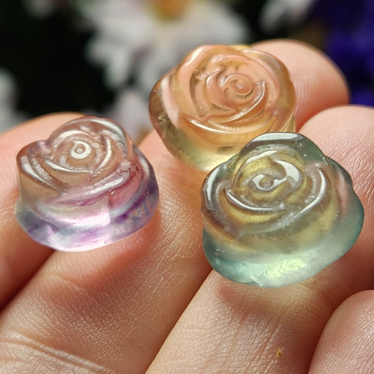 Mini Gemstone Rose Carving