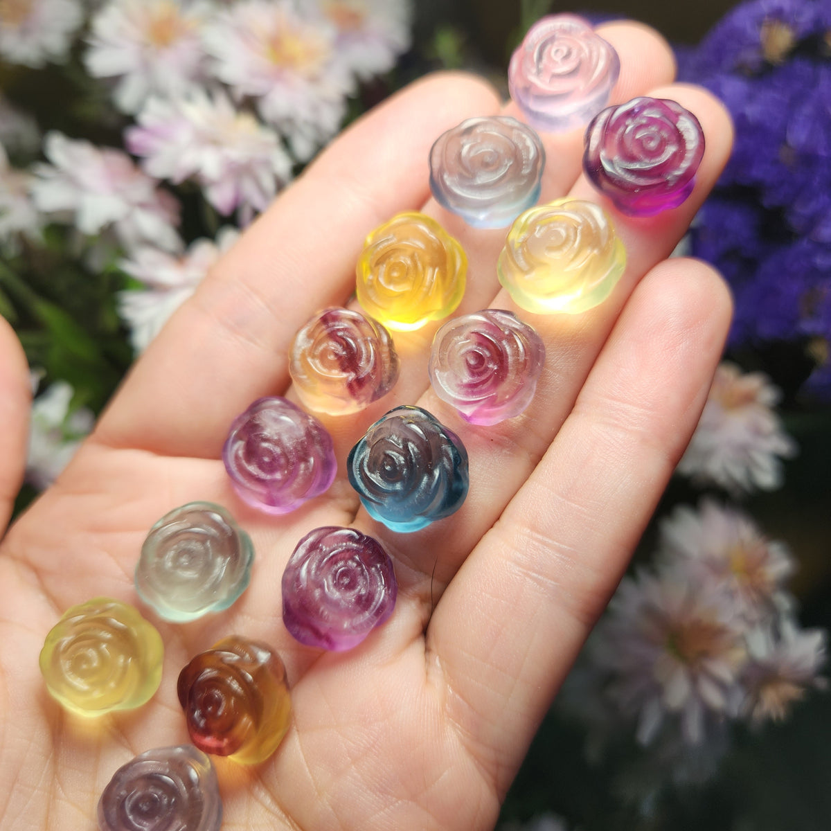 Mini Gemstone Rose Carving