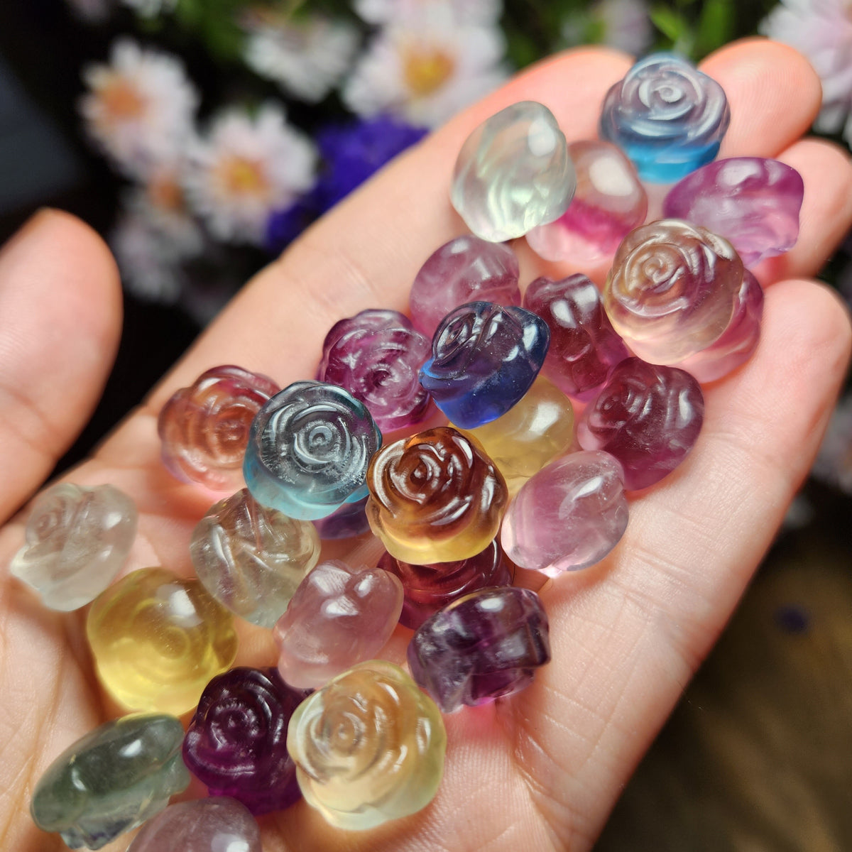 Mini Gemstone Rose Carving