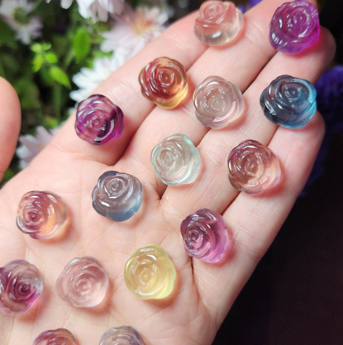 Mini Gemstone Rose Carving