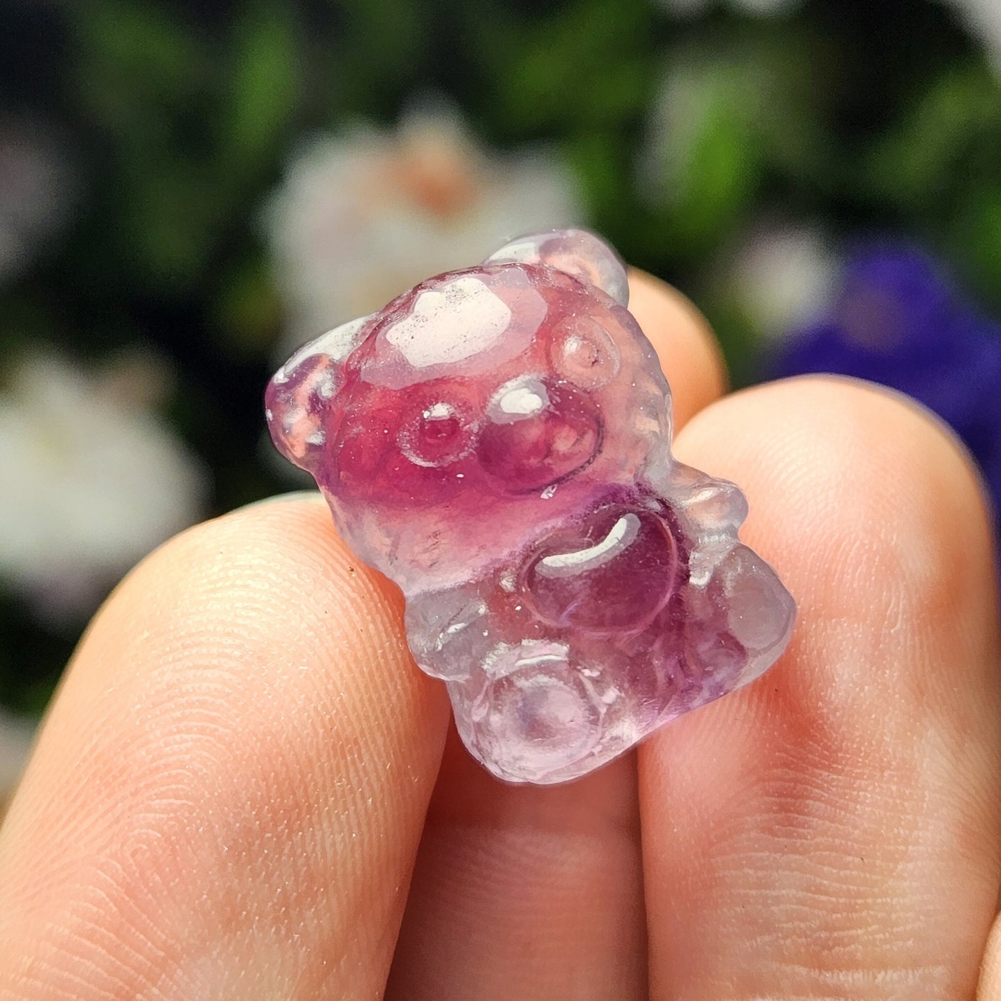 Rainbow Fluorite Teddy Bear / Fluorite Crystal / Fluorite Stone Carving / Crystal Bear / Gummy Bear Carving / Polished Rainbow Fluorite