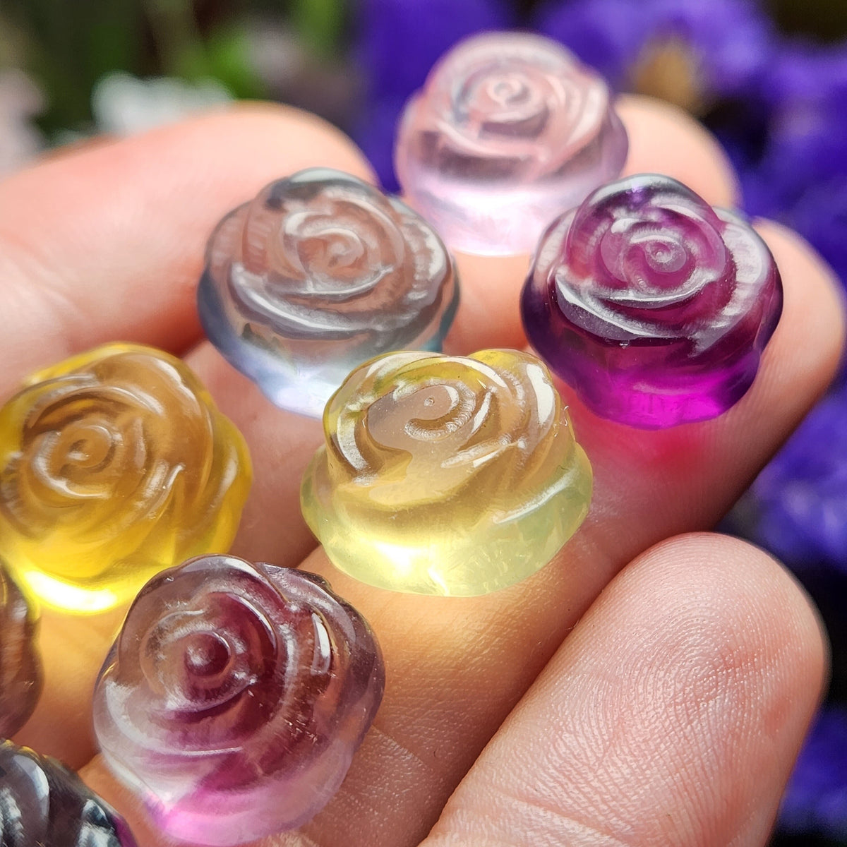 Mini Gemstone Rose Carving