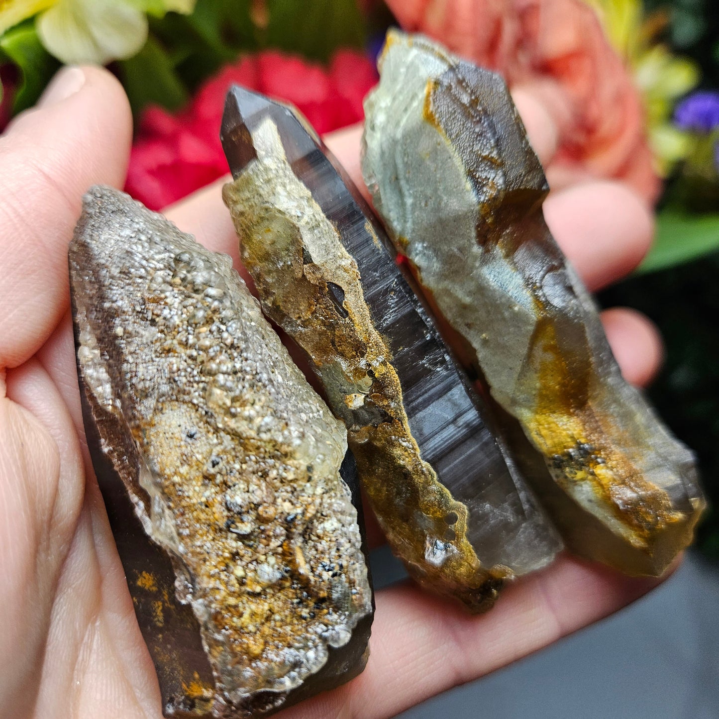 Hyalite Opal and Smoky Quartz