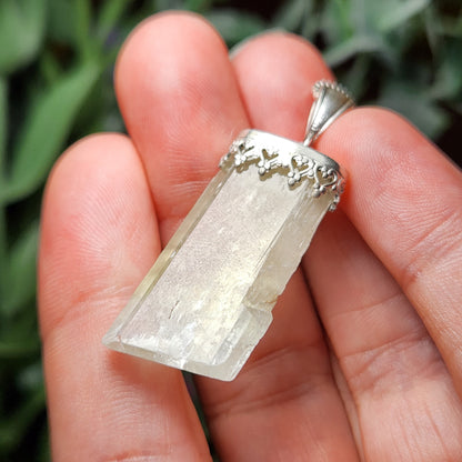 Golden Kunzite Crystal Pendant, Terminated Gold Spodumene Necklace