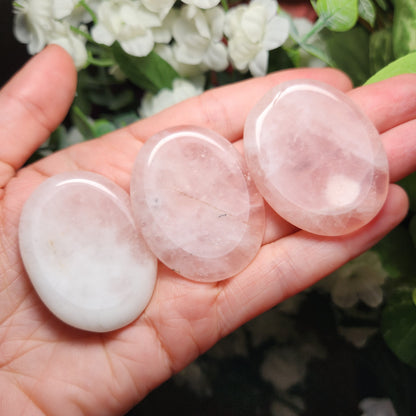 Rose Quartz Worry Stone, Polished Palm Stone