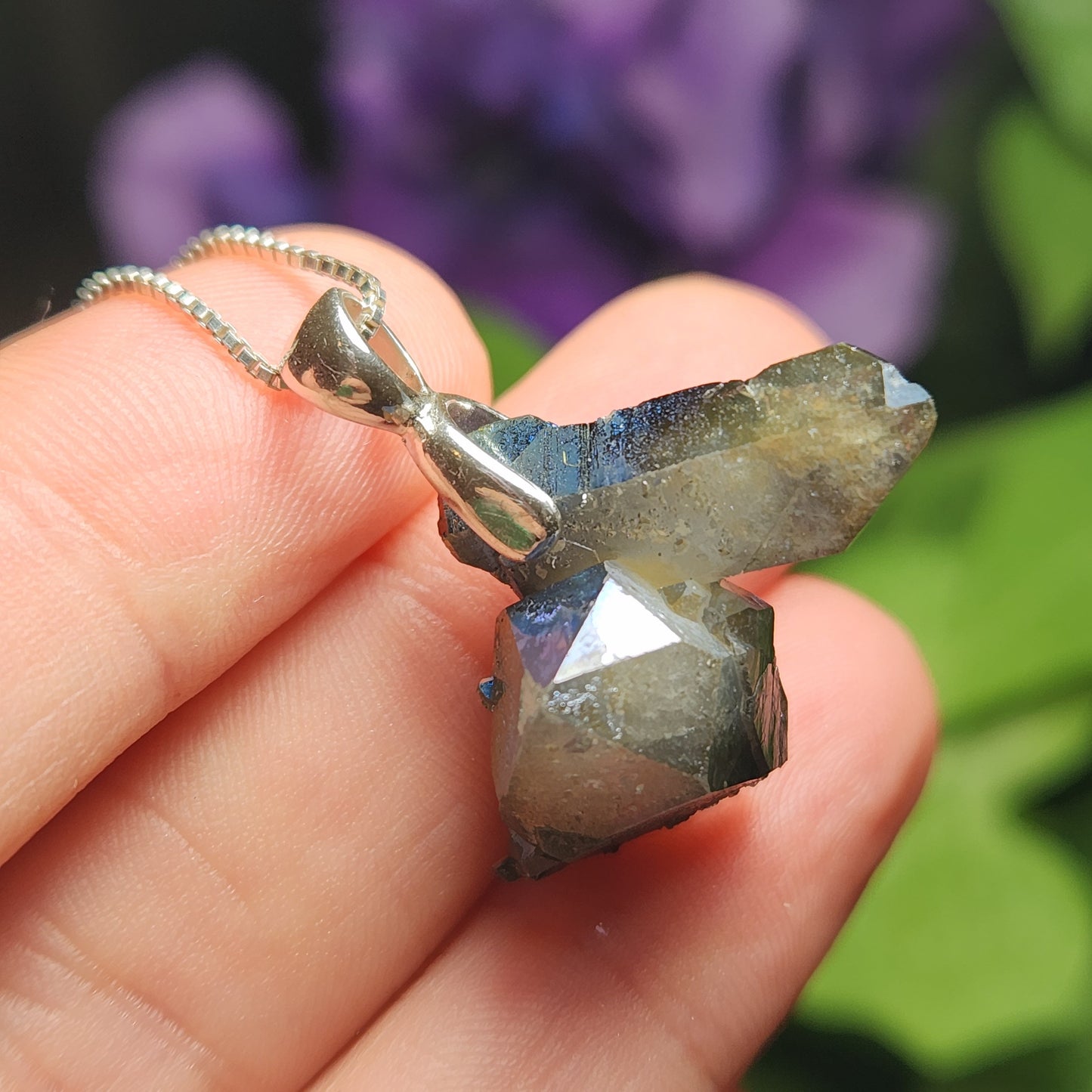Rainbow Aura Quartz Pendant