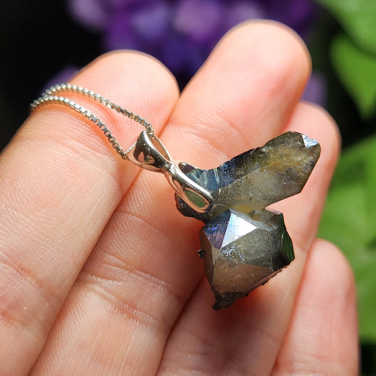Rainbow Aura Quartz Pendant