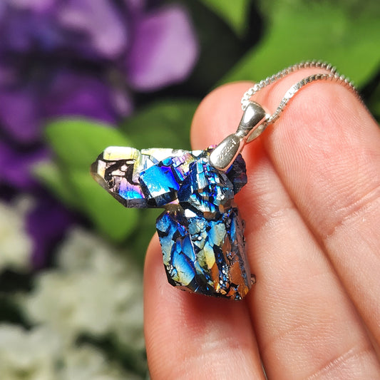 Rainbow Aura Quartz Pendant