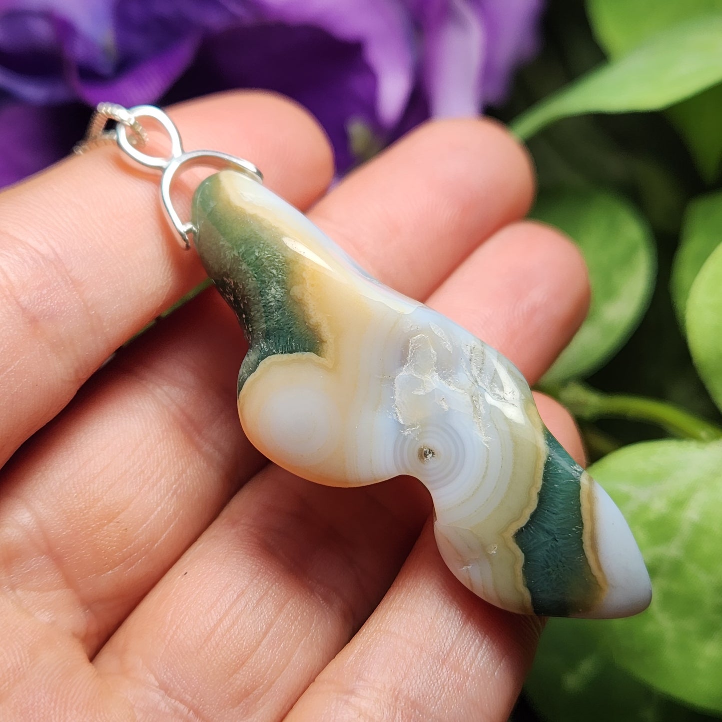 Vein 8 Ocean Jasper Pendant, Sterling Silver Madagascar Vein Eight Jasper