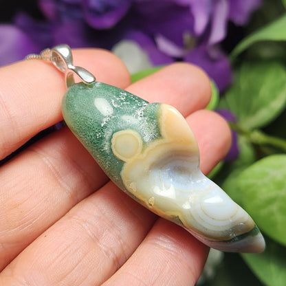 Vein 8 Ocean Jasper Pendant, Sterling Silver Madagascar Vein Eight Jasper