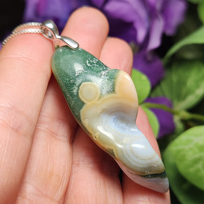 Vein 8 Ocean Jasper Pendant, Polished 8th Vein Ocean Jasper Necklace