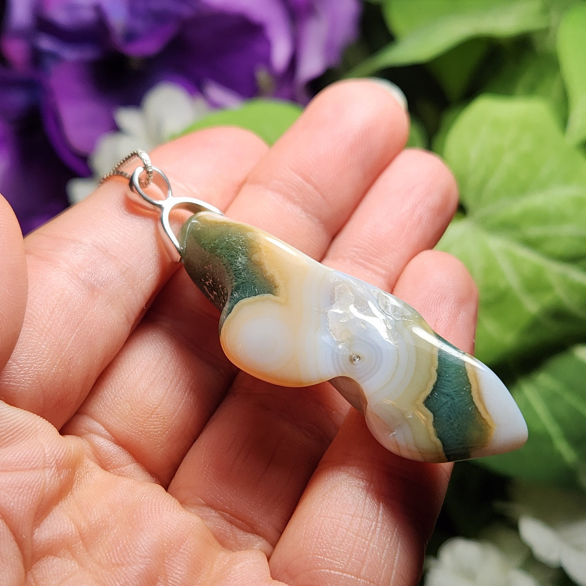 Vein 8 Ocean Jasper Pendant, Sterling Silver Madagascar Vein Eight Jasper