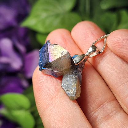 Rainbow Aura Quartz Pendant