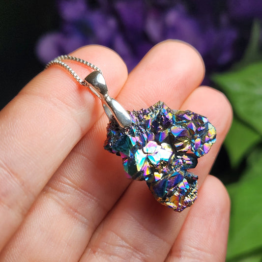 Rainbow Aura Quartz Pendant