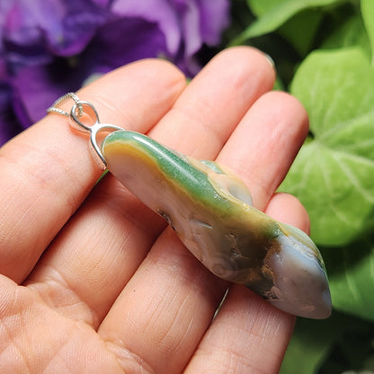 Vein 8 Ocean Jasper Pendant, Sterling Silver Madagascar Vein Eight Jasper