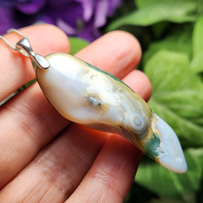 Vein 8 Ocean Jasper Pendant, Sterling Silver Madagascar Vein Eight Jasper
