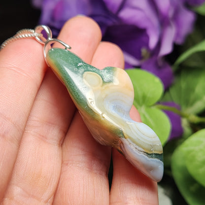 Vein 8 Ocean Jasper Pendant, Polished 8th Vein Ocean Jasper Necklace