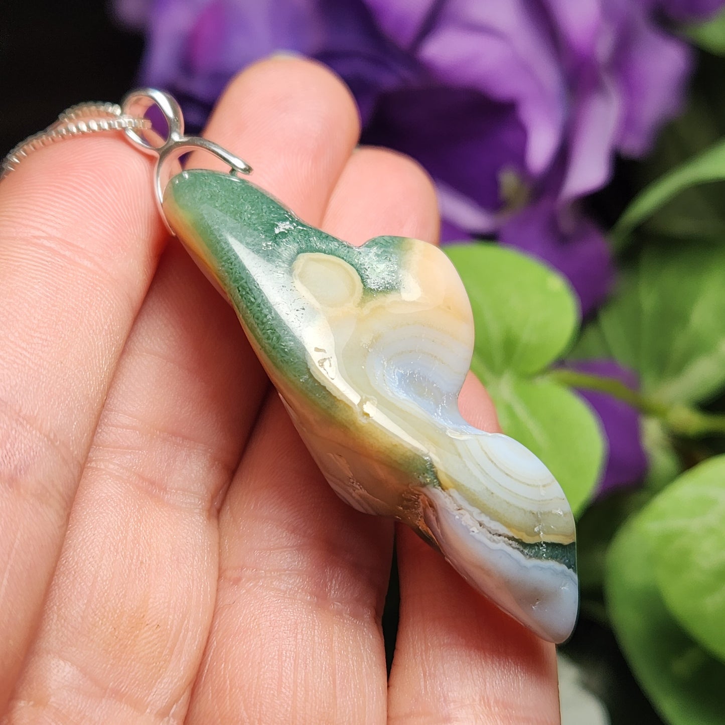 Vein 8 Ocean Jasper Pendant, Sterling Silver Madagascar Vein Eight Jasper
