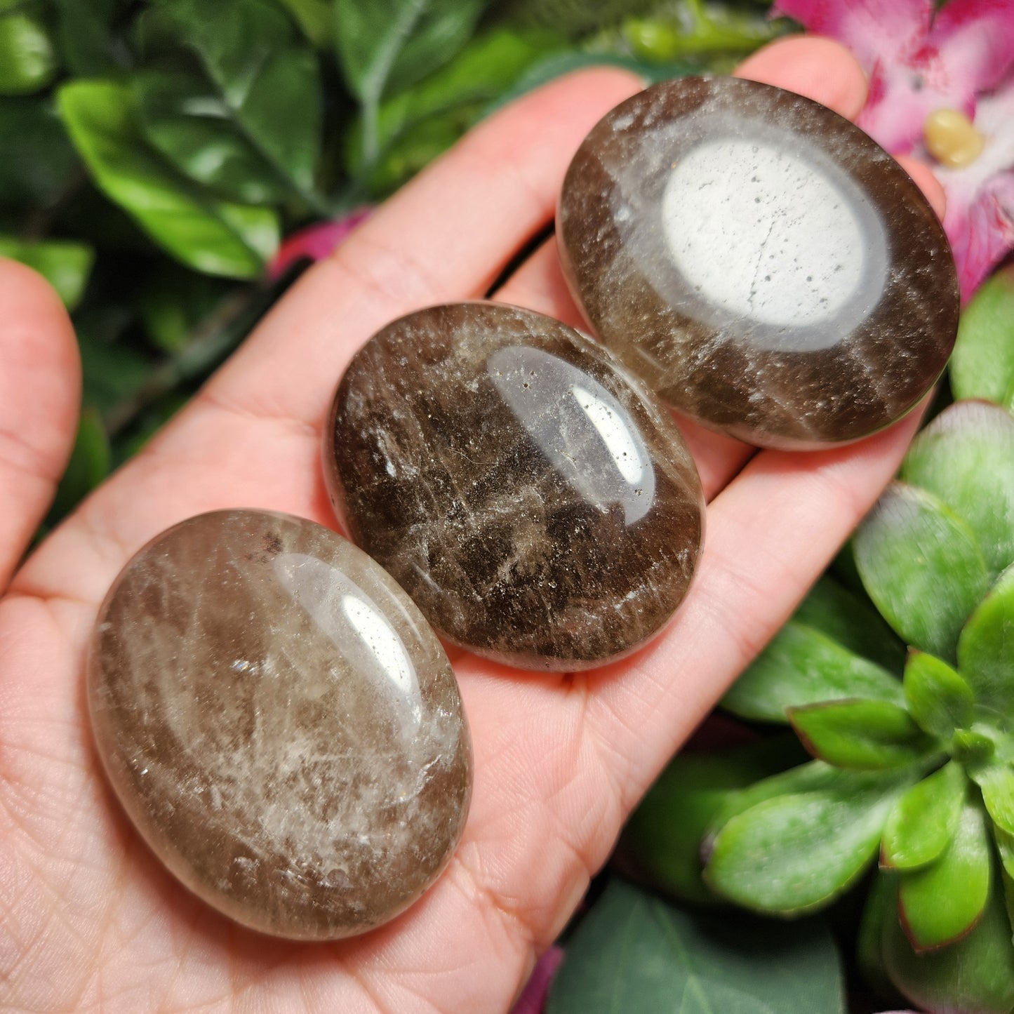 Smoky Quartz Palm Stone (1.75"), Smoky Quartz Crystal