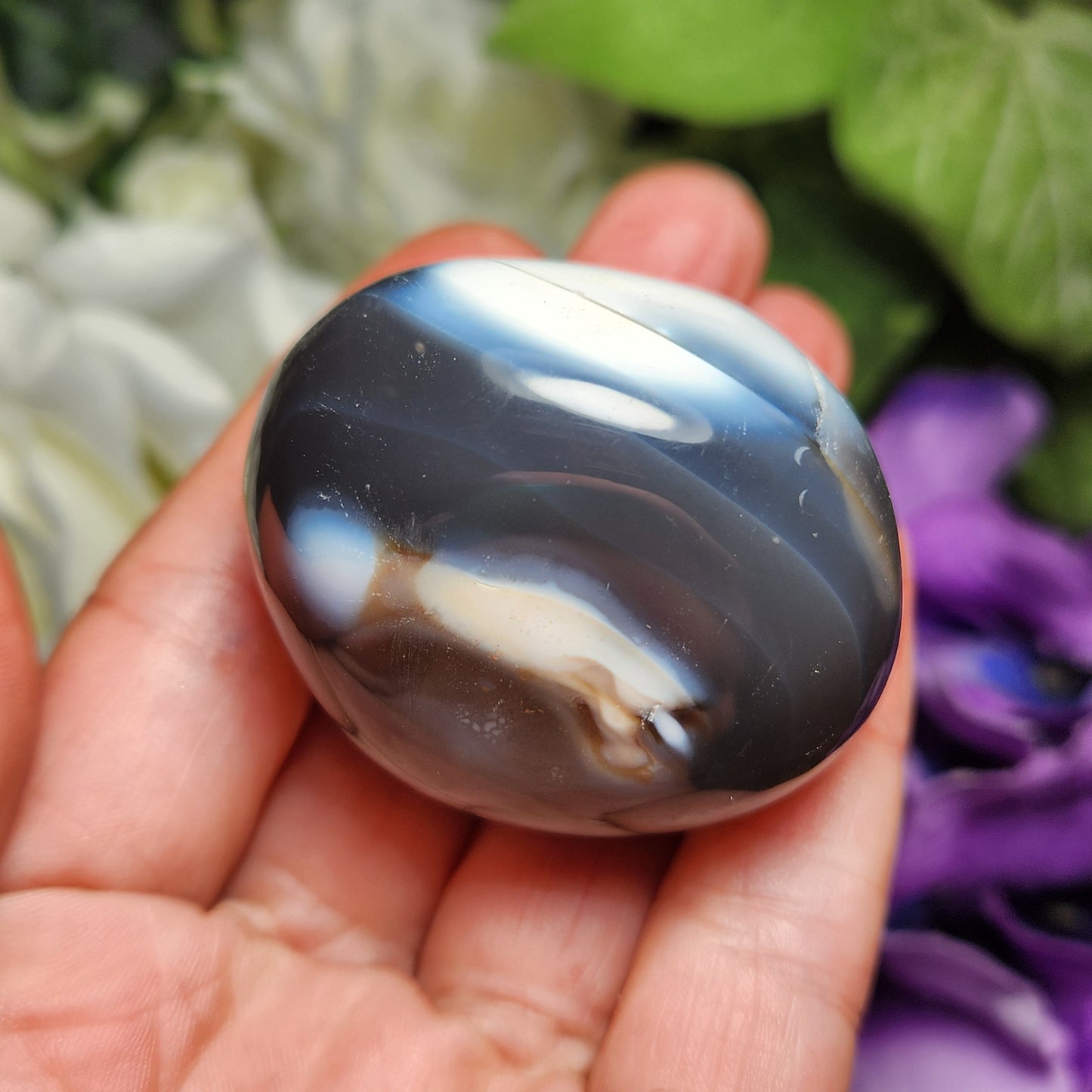 Orca Agate Palm Stone