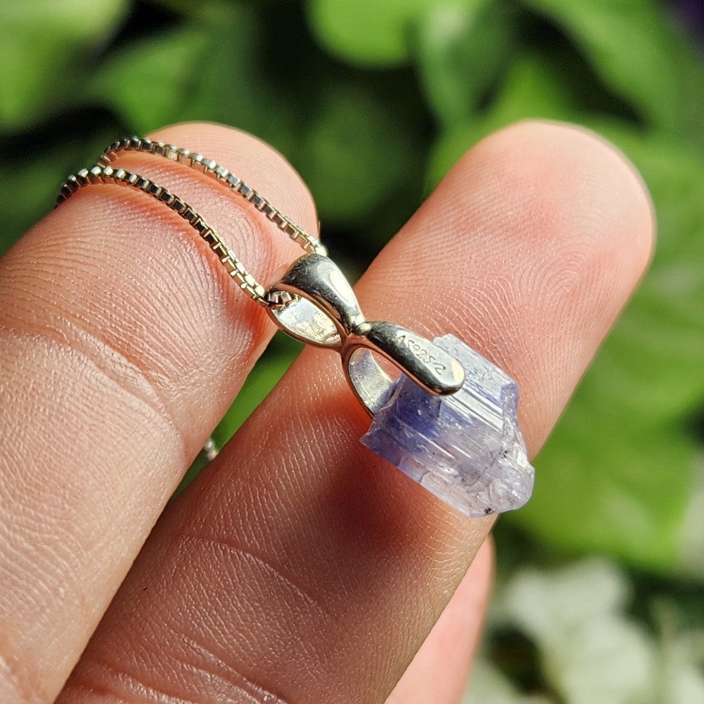 Tanzanite Crystal Sterling Silver Pendant, Raw Tanzanite Stone Jewelry