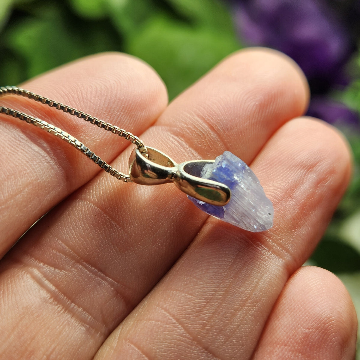 Tanzanite Crystal Sterling Silver Pendant, Raw Tanzanite Stone Jewelry
