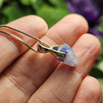 Tanzanite Crystal Sterling Silver Pendant, Raw Tanzanite Stone Jewelry