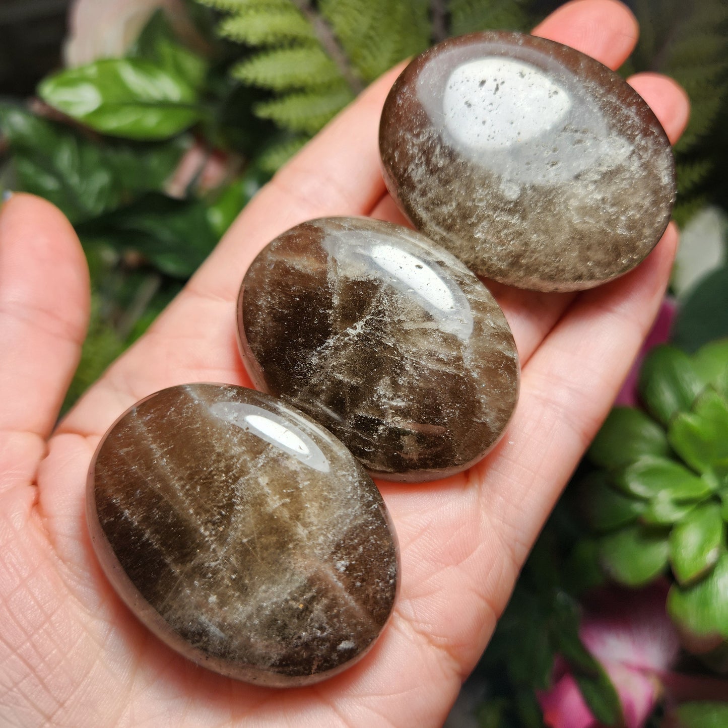 Smoky Quartz Palm Stone (1.75"), Smoky Quartz Crystal