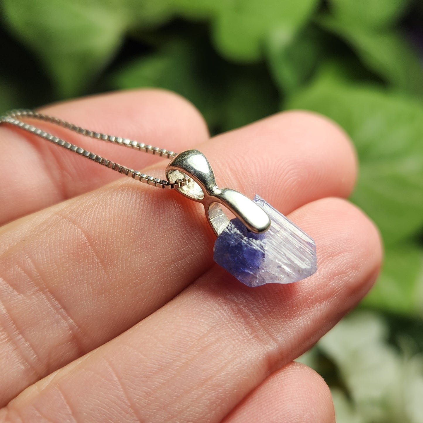 Tanzanite Crystal Sterling Silver Pendant, Raw Tanzanite Stone Jewelry