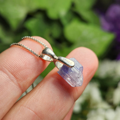 Tanzanite Crystal Sterling Silver Pendant, Raw Tanzanite Stone Jewelry