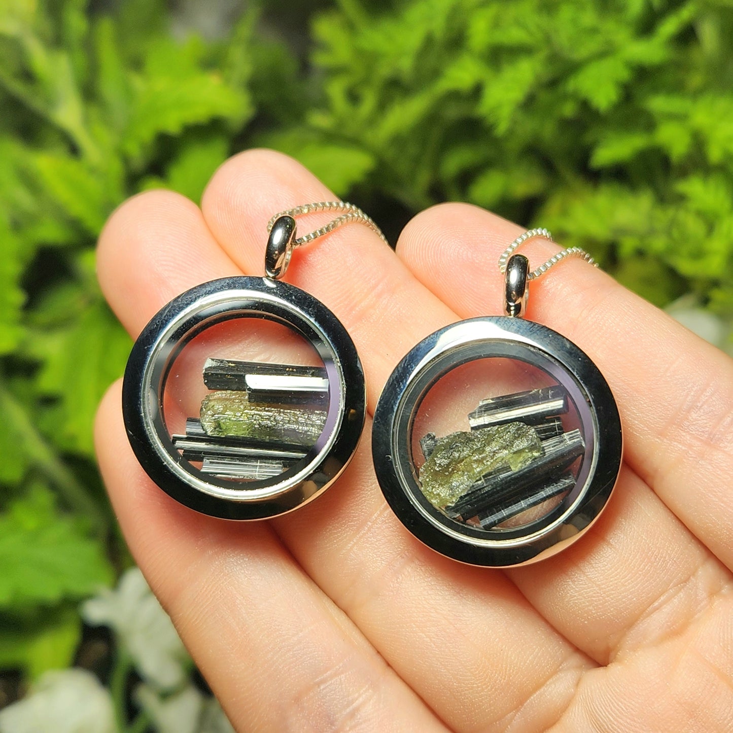 Moldavite & Black Tourmaline Necklace