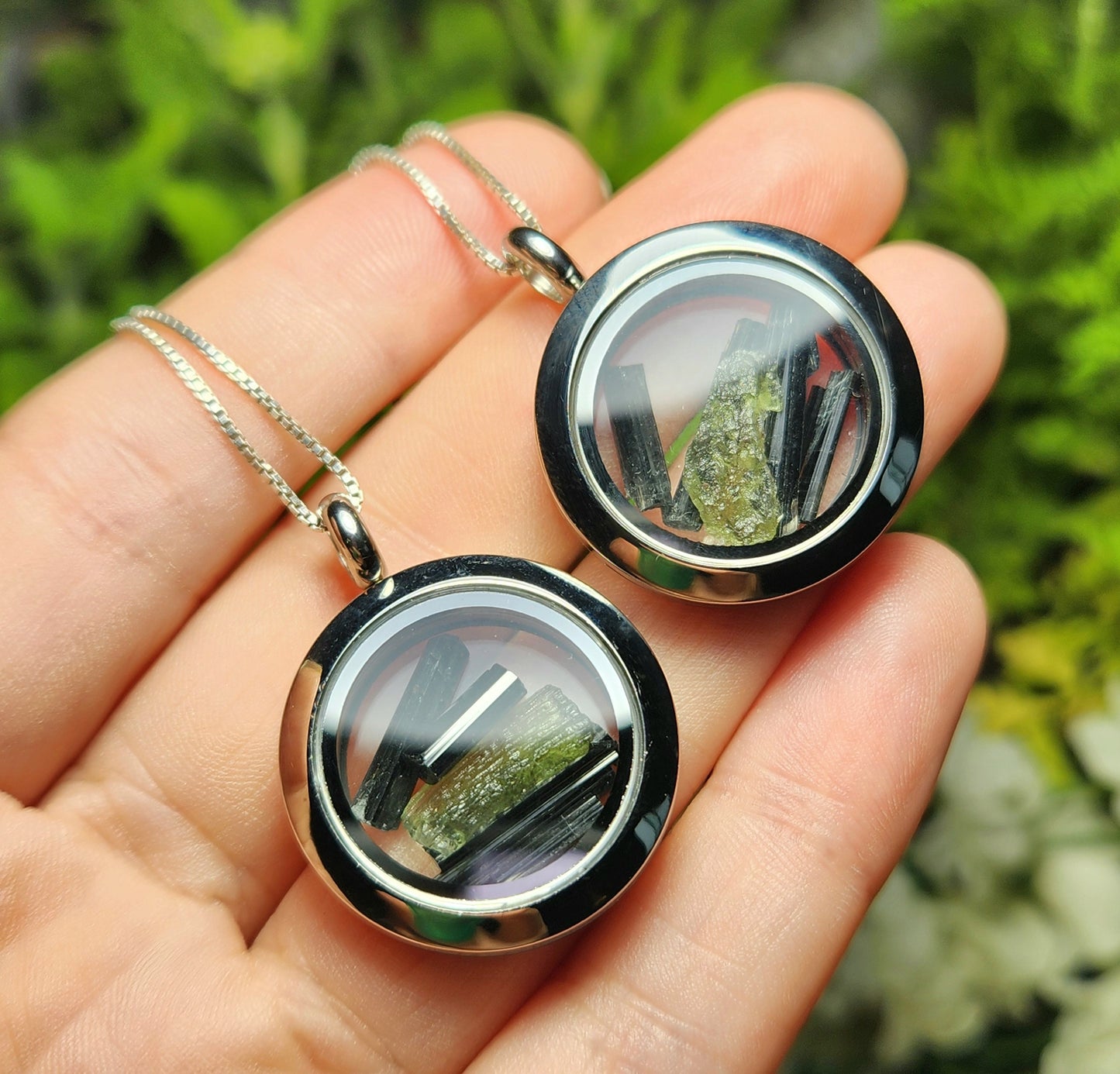 Moldavite & Black Tourmaline Necklace