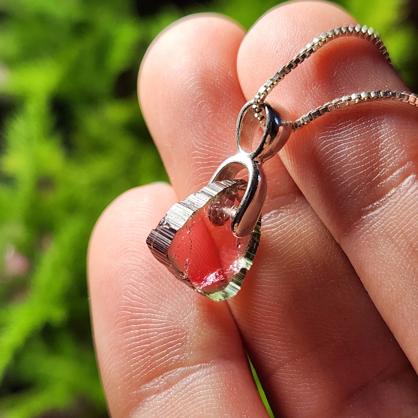 Watermelon Tourmaline Pendant, Pink and Green Tourmaline Jewelry