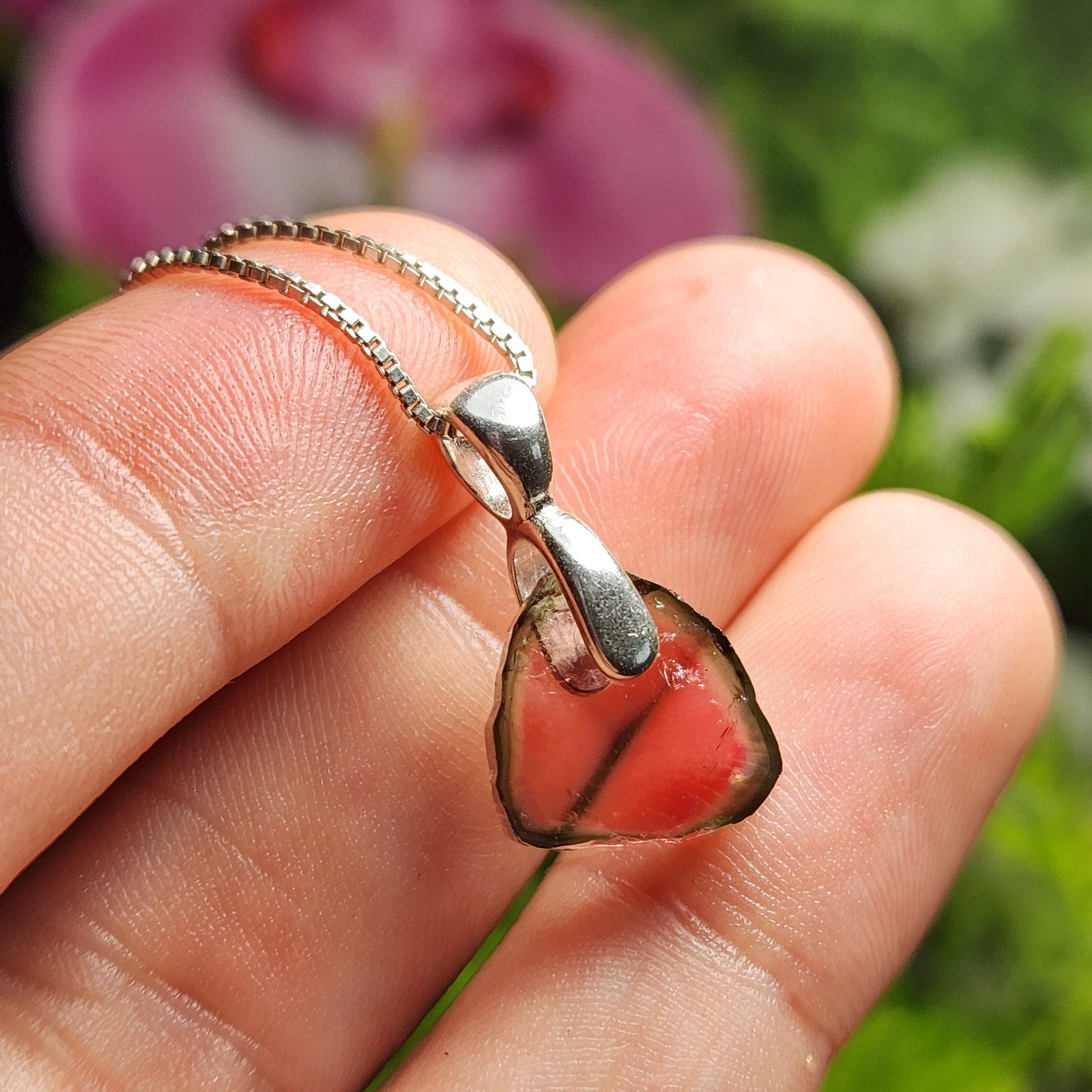 Watermelon Tourmaline Pendant, Pink and Green Tourmaline Jewelry