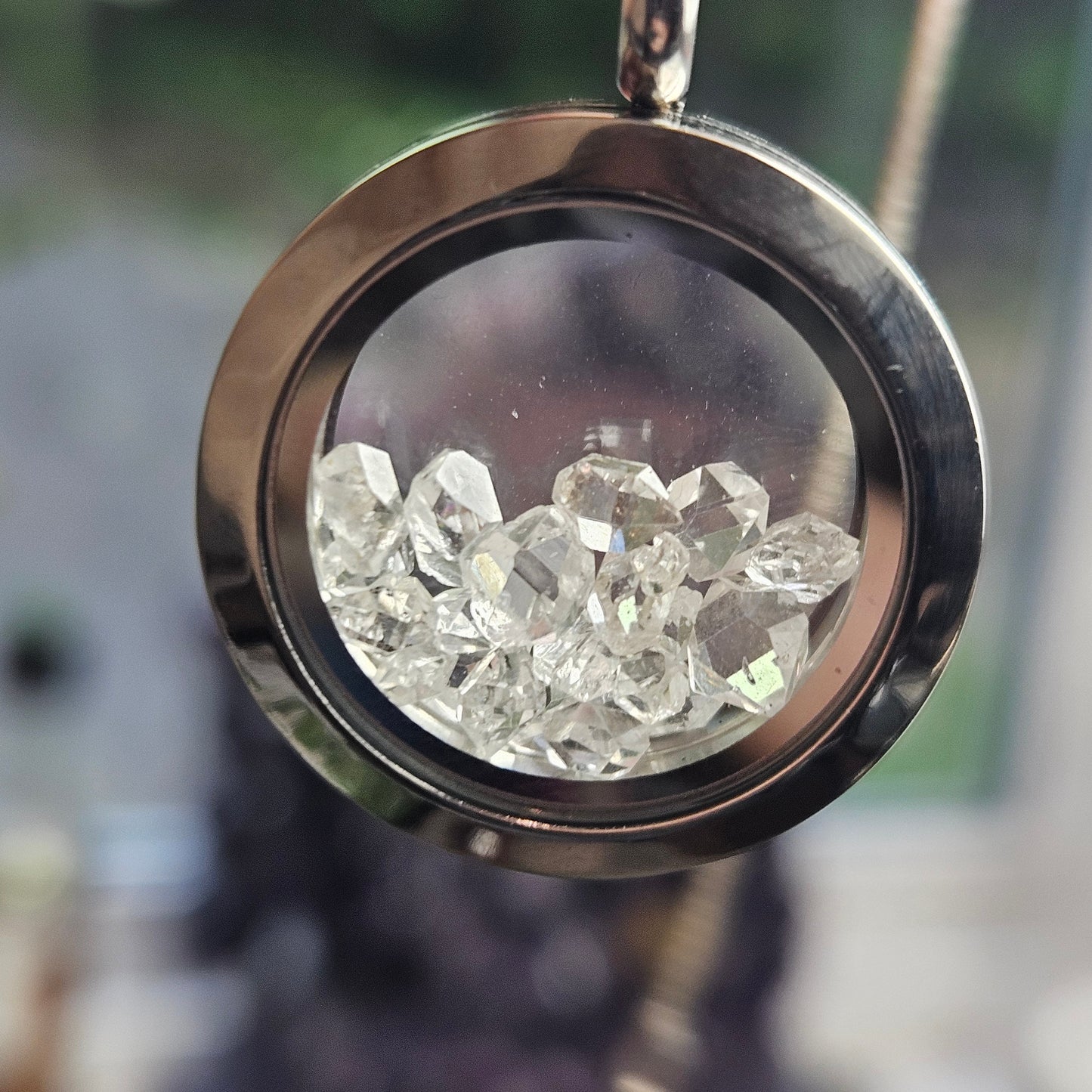 Herkimer Diamond Pendant, Herkimer Quartz Crystal Locket Necklace