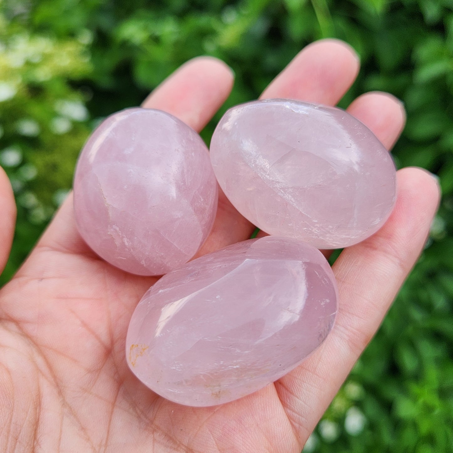 Rose Quartz Crystal Palm Stone, Polished Rose Quartz