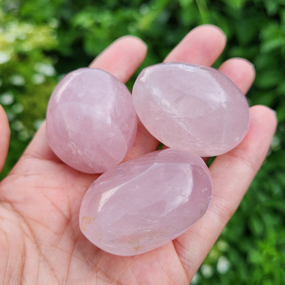 Rose Quartz Crystal Palm Stone, Polished Rose Quartz