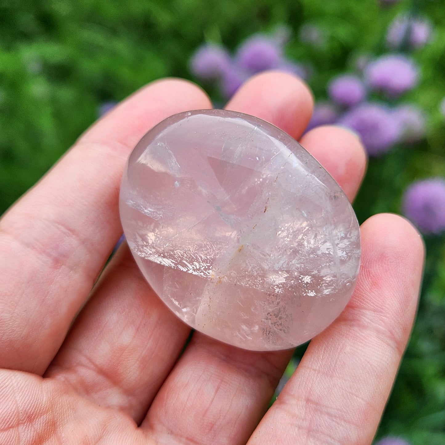 Rose Quartz Crystal Palm Stone, Polished Rose Quartz